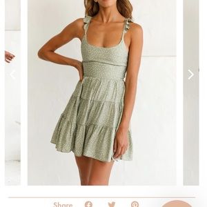 Summer Dress Sage Green with ruffled straps Size Small